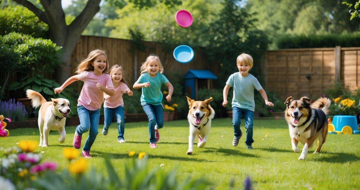 Sjove aktiviteter for børn og hunde i haven
