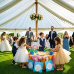 Remember to plan activities for the children for an outdoor wedding party in a tent