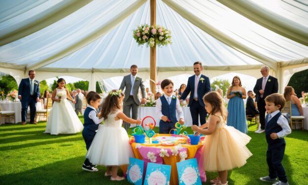 Husk at planlægge aktiviteter for børnene til en udendørs bryllupsfest i telt