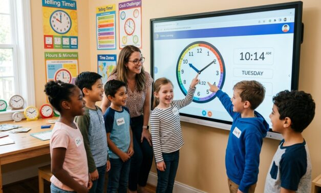 Lær børn klokken med den aktuelle tid online