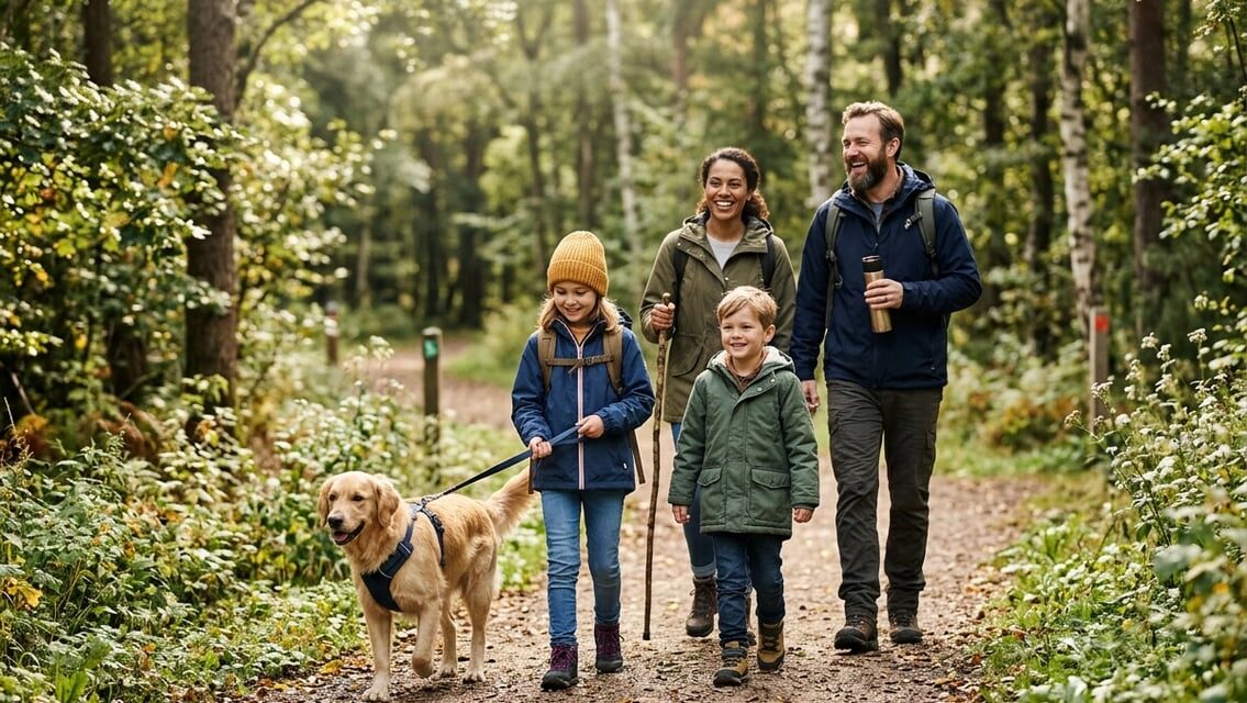Sådan gør I skovturen tryg og sjov for både børn og hund